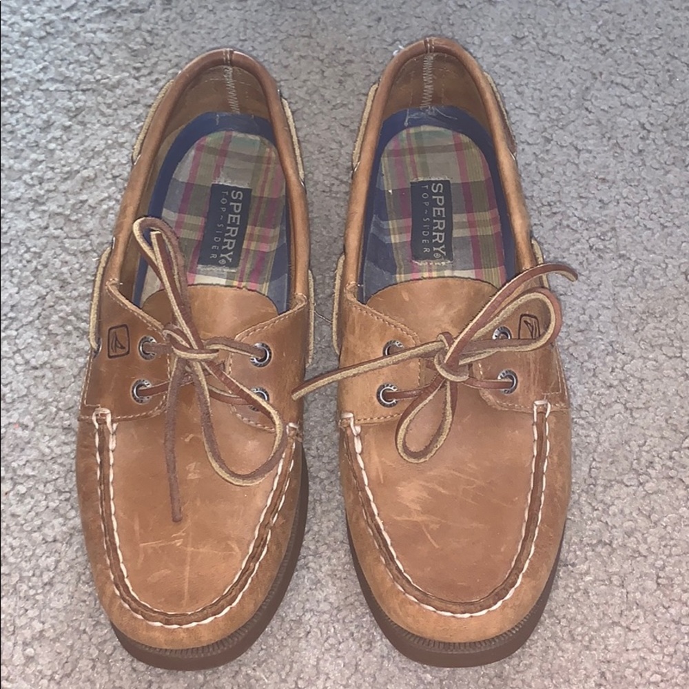 Tan boat shoes